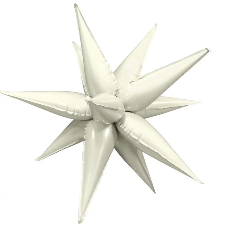 Balon folie Stea 3D cu tepi detasabili, 66 cm, Alb-Crem