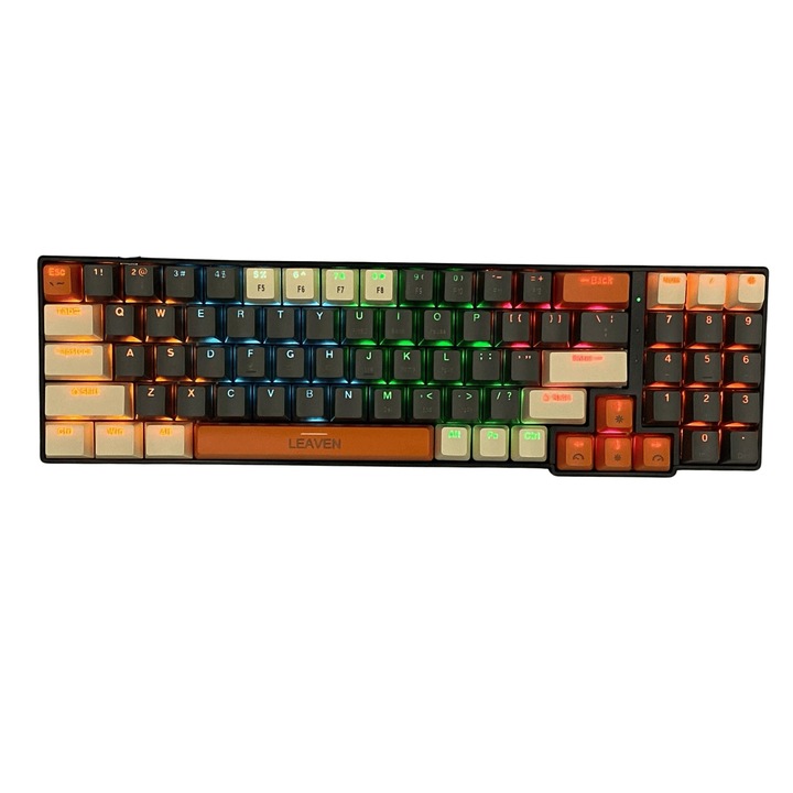 Tastatura Mecanica pentru Gaming, Leaven K780 78 E-Sports, Iluminare RGB, Compatibila Windows si MAC, USB Type C