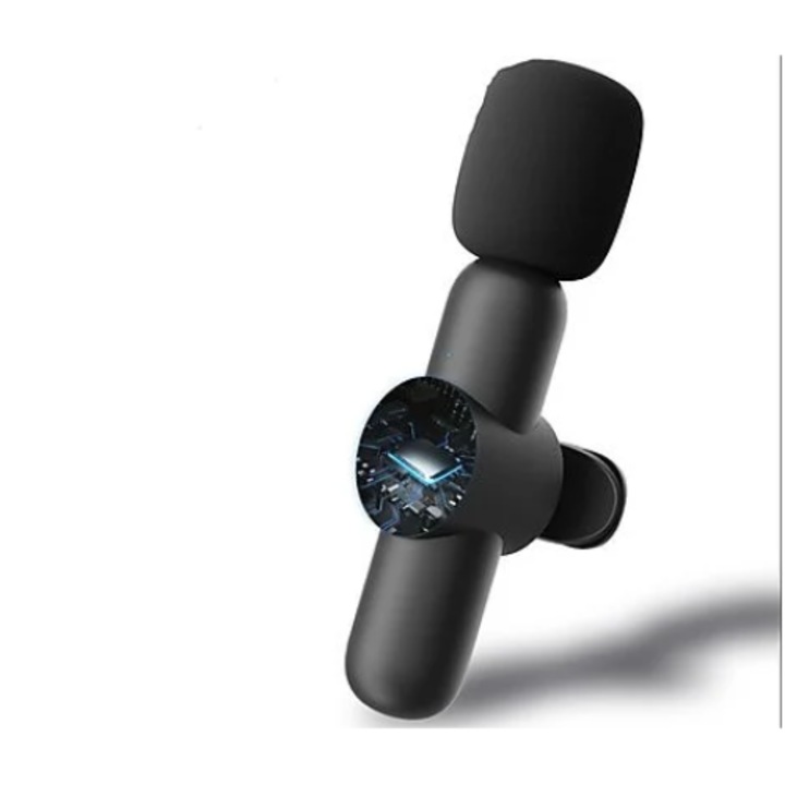 Микрофон тип брошка, Мини, Безжичен, Bluetooth, за мобилен телефон за безжичен микрофон TikTok и YouTube, Черен