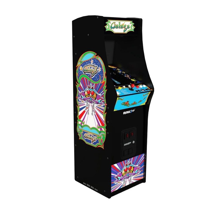 Вертикална конзола 14 игри ARCADE1UP, Galaga Deluxe, H 155 см, 17 инчов цветен дисплей, Wi-Fi класации, Marquee осветление, регулируема сила на звука, защита срещу преобръщане, аркадни контроли с истинско усещане, многоцветни