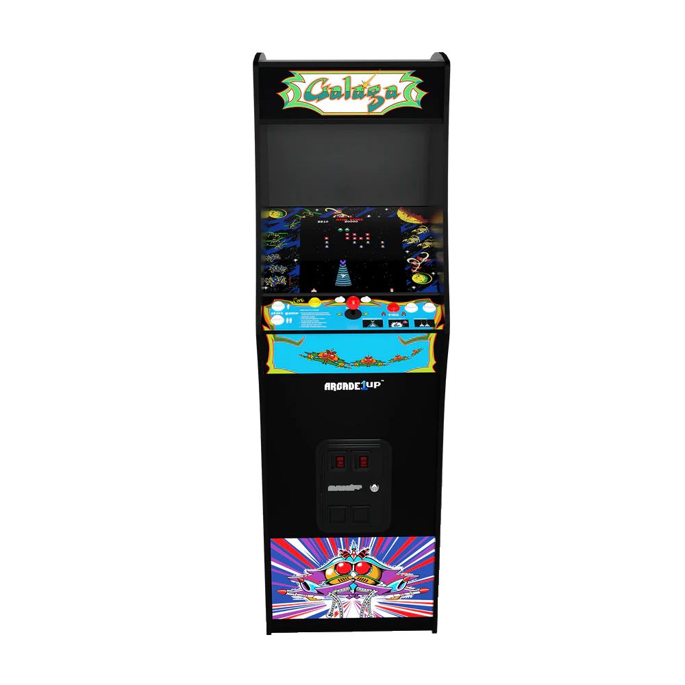 Consola verticala 14 jocuri ARCADE1UP, Galaga Deluxe, H 155 cm, display color 17 inch, Wi-Fi Leaderboards, iluminare Marquee, volum ajustabil, protectie anti-rasturnare, comenzi arcade real-feel, multicolor