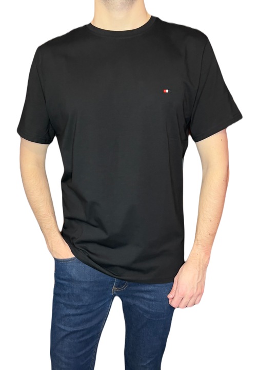 Férfi póló, fekete, rövid ujjú, sima, L INTL