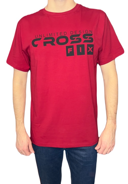 Férfi póló, bordó, kerek nyakú, felülnyomással, 2XL INTL