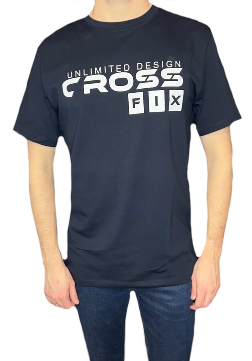 Férfi póló, sötétkék, kerek nyakú, felülnyomással, XL INTL