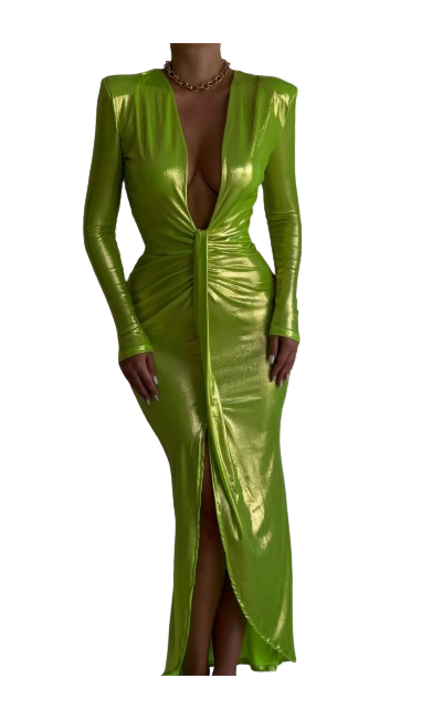 Rochie De Seara, Eleganta, Culoare Verde Metalizat, Marimea S, Elia Swimwear