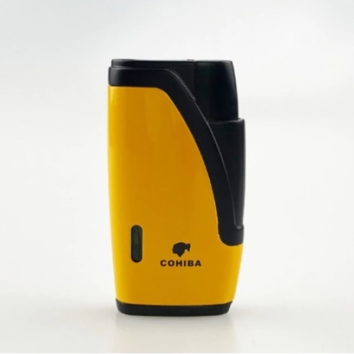 Bricheta de tigari cu doua arzatoare cu taietor de tigari, Cohiba 9a, Galben