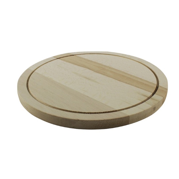 Tocator de bucatarie, rotund, din lemn, 30 cm, AZHOME