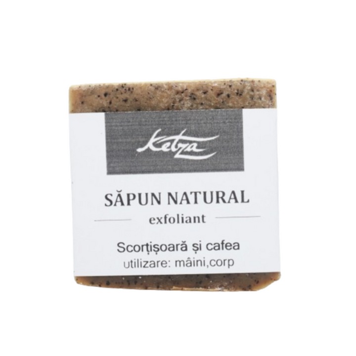 Sapun solid natural exfoliant cu Scortisoara si Cafea, Ketza, 80 g