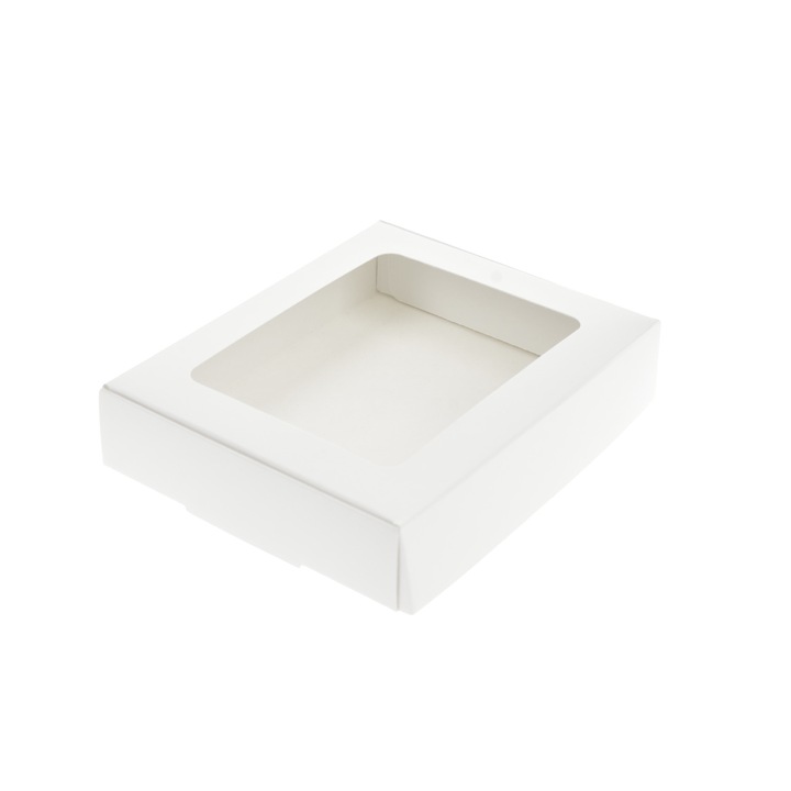 Set 100 cutii cu display ambalare praline sau dulciuri turcesti 16x9x2 cm, carton tip duplex GC1 230 g/mp, alb