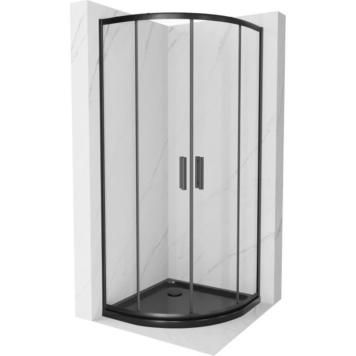 Cabina de dus, Mexen, 13385, Standard, Negru, Semirotund