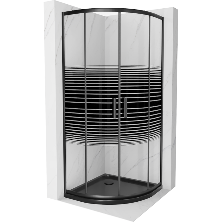 Cabina de dus, Mexen, 14573, Standard, Negru, Semirotund