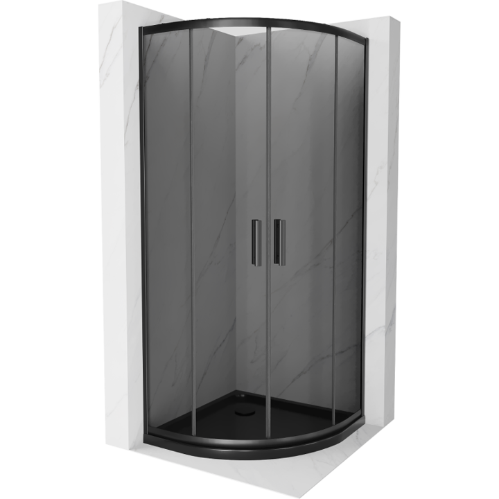 Cabina de dus, Mexen, 14577, Standard, Negru, Semirotund
