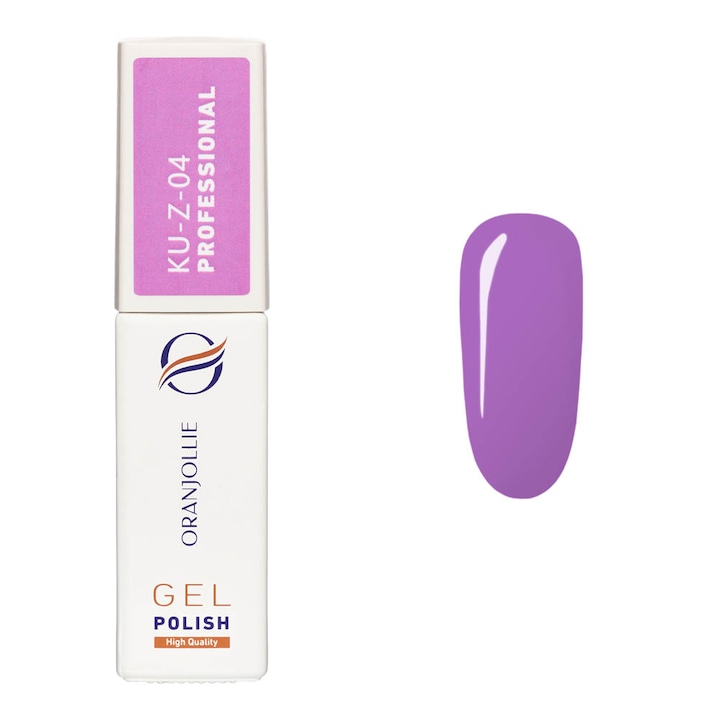 Полупостоянен лак за нокти, професионален, гел лак, код KU-Z04, 12 ml, лъскав, лилав