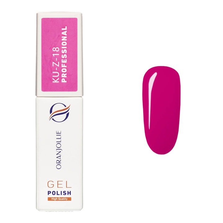 Полупостоянен лак за нокти, професионален, гел лак, код KU-Z18, 12 ml, лъскав, лилаво розов