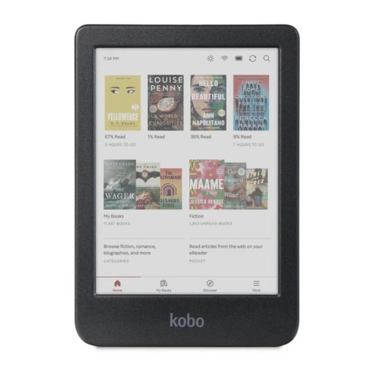 Ebook olvasó Kobo Clara Color, E Ink Kaleido képernyő 6", processzor 2 GHz, 512 MB RAM, 16 GB Flash, USB Type-C, ComfortLight PRO, Wi-Fi, IPX8 fekete