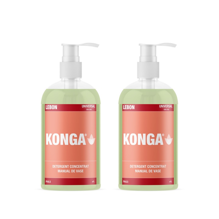 Set - 2 x Detergent Universal pentru Vase, Konga, 1000ml cu Pompita