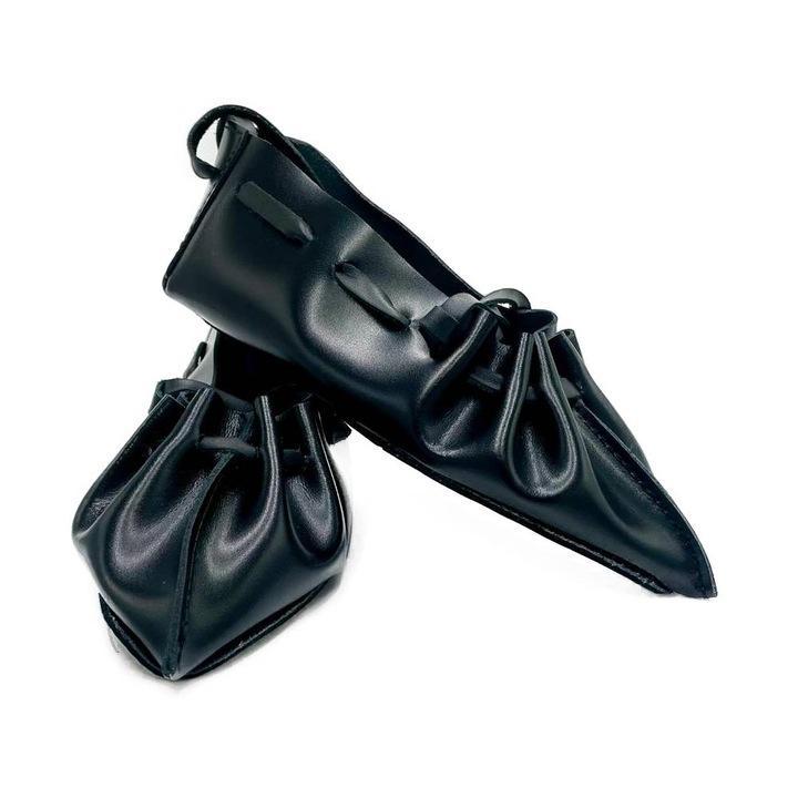 Opinci traditionale din piele naturala, negru, marimea 38