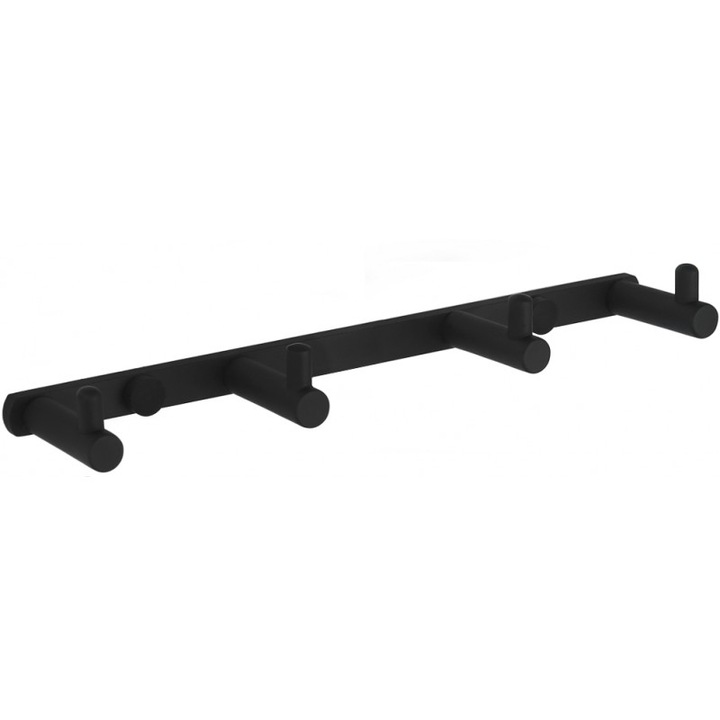 Cuier cu patru carlige pentru prosop, Mexen, 5082, Alama, Negru