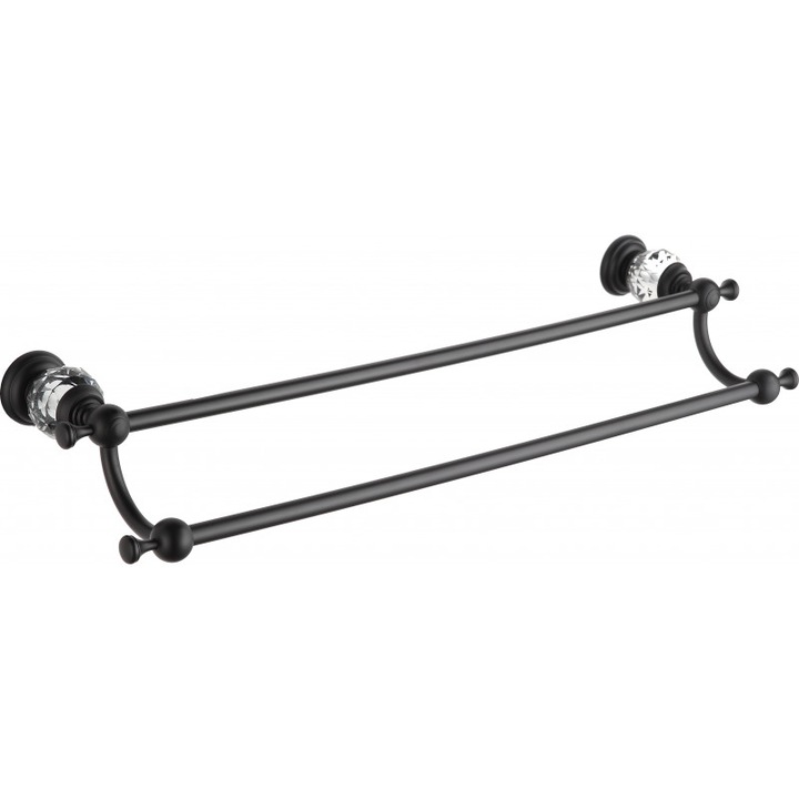 Двойна кука за хавлии, Mexen, 311, Метална, Черна