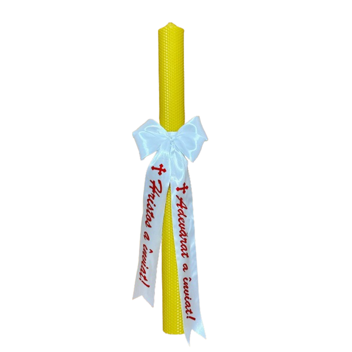 Свещ от естествен восък за Възкресение Господне В60 см- Д5 см и панделка