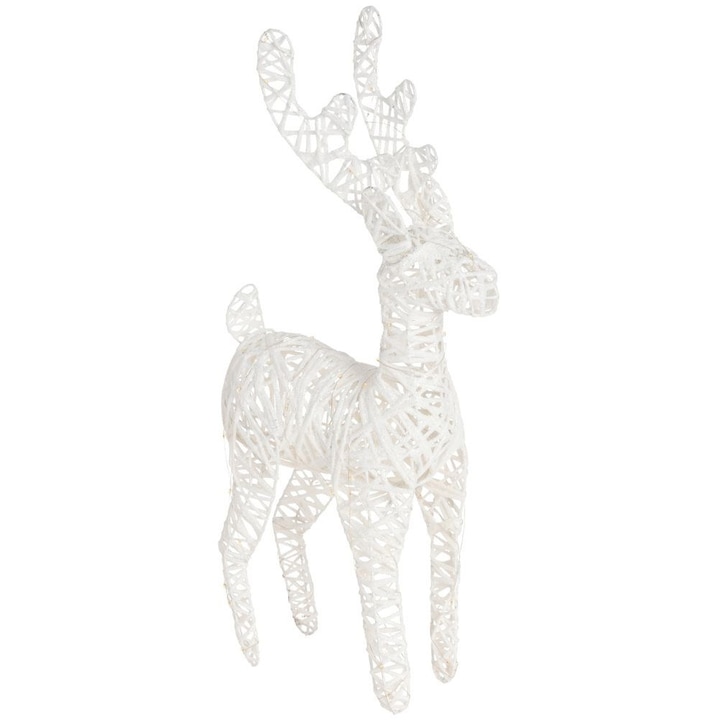 Decoratiune Luminoasa, Home Styling Collection, Statueta de Craciun Cu Ren, Luminous Alb, 50 LED, 45 cm, Alb