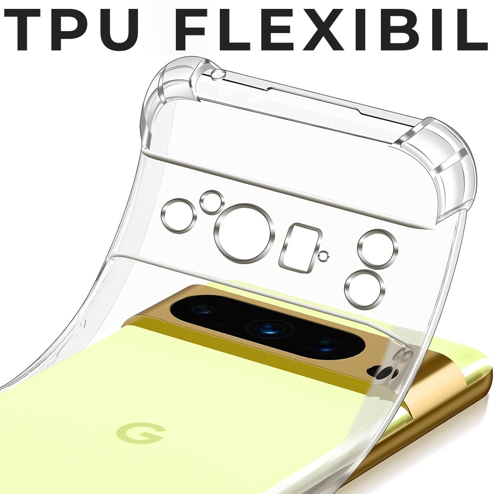 Husa pentru Google Pixel 8 Pro Daden® Clear Silicone, Protectie Camera, Antisoc, Transparenta