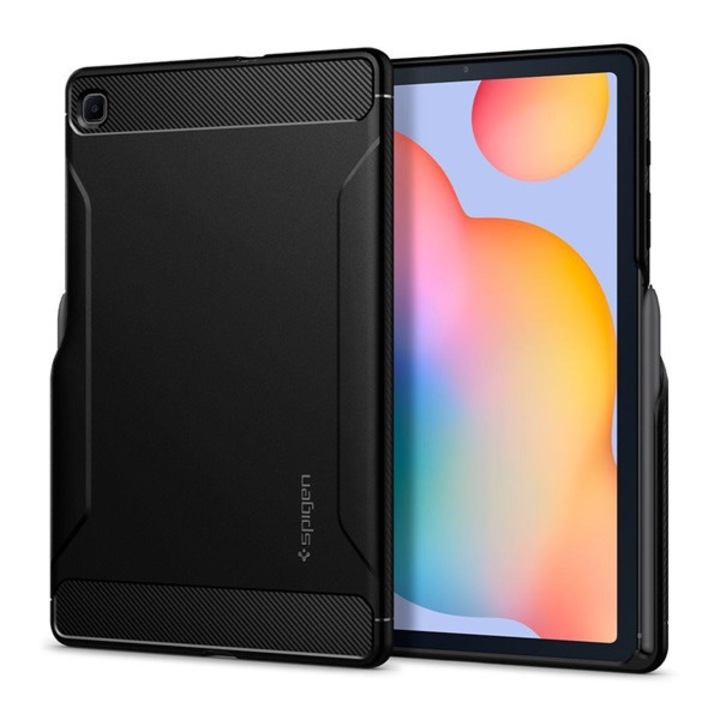 Spigen rugged armor szilikon tabletvédő, ütésállóság, légpárnás sarok, karbon minta, fekete, kompatibilis: SamsungGalaxy Tab S6 Lite 10.4 LTE, SM-P625, 2024 / Galaxy Tab S6 Lite 10.4 WIFI, SM-P620, 2024