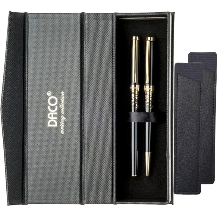 Set Pix si Stilou DACO SE268N Negru + etui piele FLR