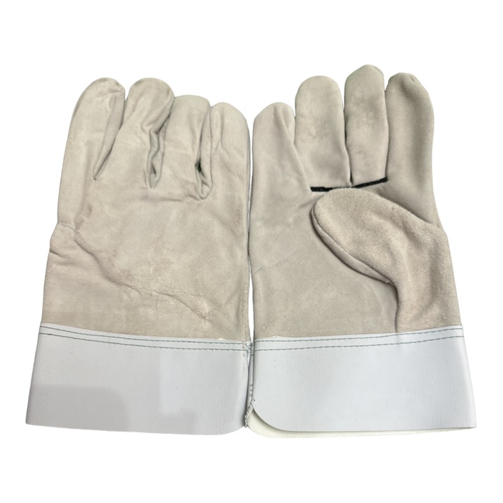Manusi de protectie, piele de bovina, marime universala, alb, 25x15 cm
