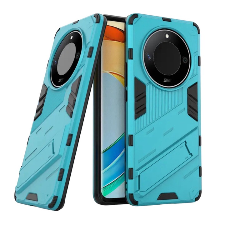 Husa Armor antisoc model Hybrid kickstand cu placuta metalica, compatibila cu Honor Magic6 Lite / Albastru