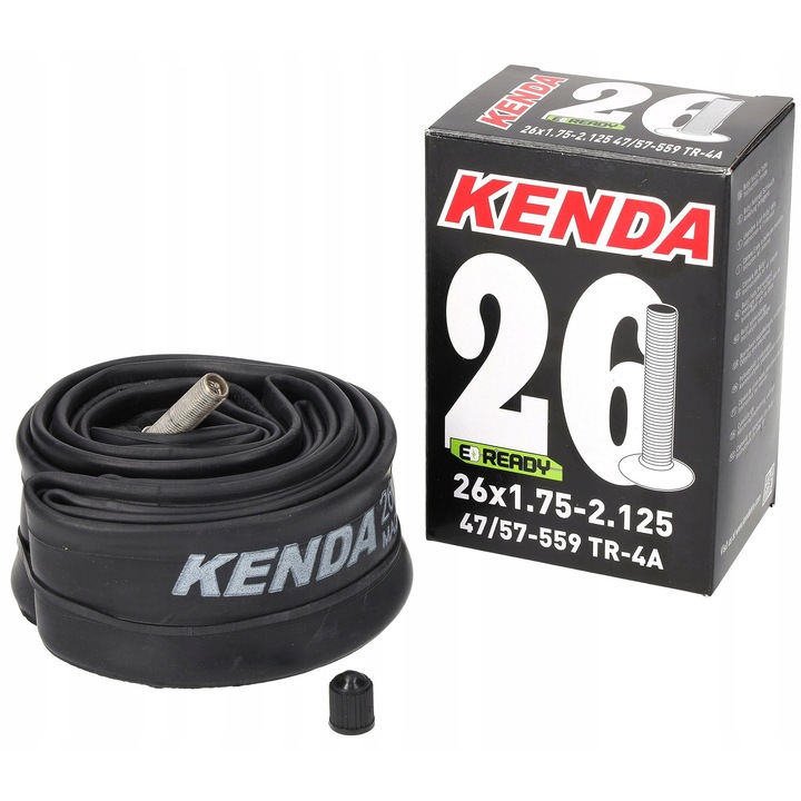 Kerékpárkamera, Kenda, 26 X 1,75 - 2,125, 47/57-559, AV szelep 32 mm, Fekete