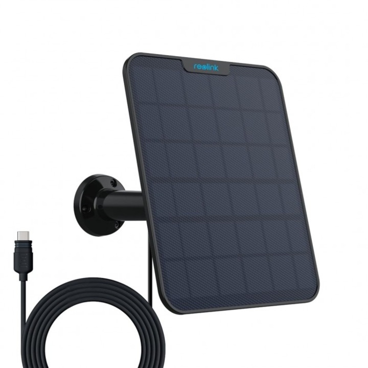Panou solar Reolink, 6W, USB Type-C, IP65, cablu 4m, negru