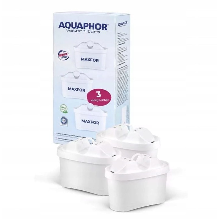Set 3 filtre pentru cani, Aquaphor, Maxfor+, 200L, alb