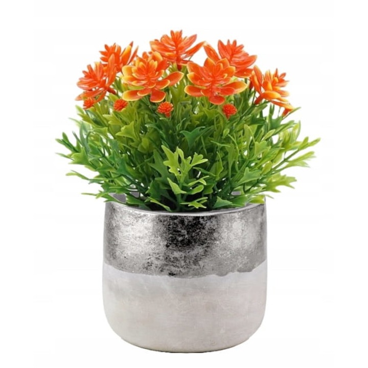 Ghiveci decorativ Polnix, beton, gri/argintiu, 12x13cm