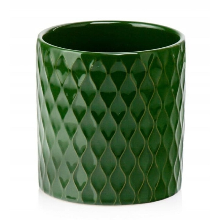 Ghiveci decorativ, Polnix, Ceramica, 12.5 cm, Verde