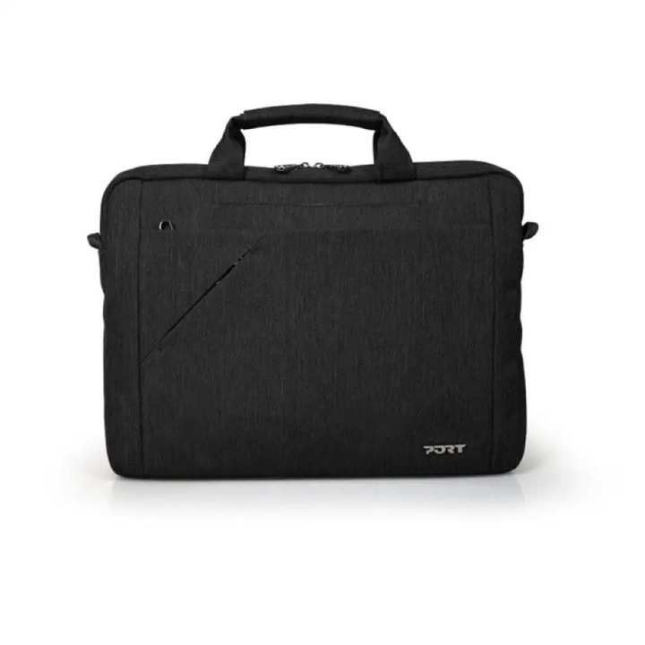 Geanta laptop PORT DESIGNS, PET, Unisex, 39.6cm, Negru, 385x35x260mm