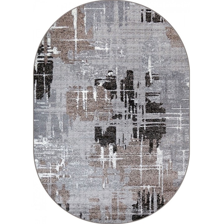 Modern szőnyeg, Mira 24037, szürke / bézs, ovális, 50x80 cm, 1520 gr/m2