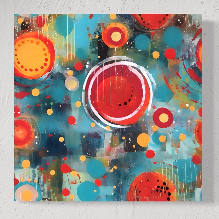 Премиум Канава Картина, LuxCanva® A1594, Абстрактна Диня, 100 X 100 СМ, 100% Памучно Платно 400гр/м2, Дървена подрамка, Диня, Композиция, Идеи, Чувства, Декоративен, Спалня, Ярки Цветове