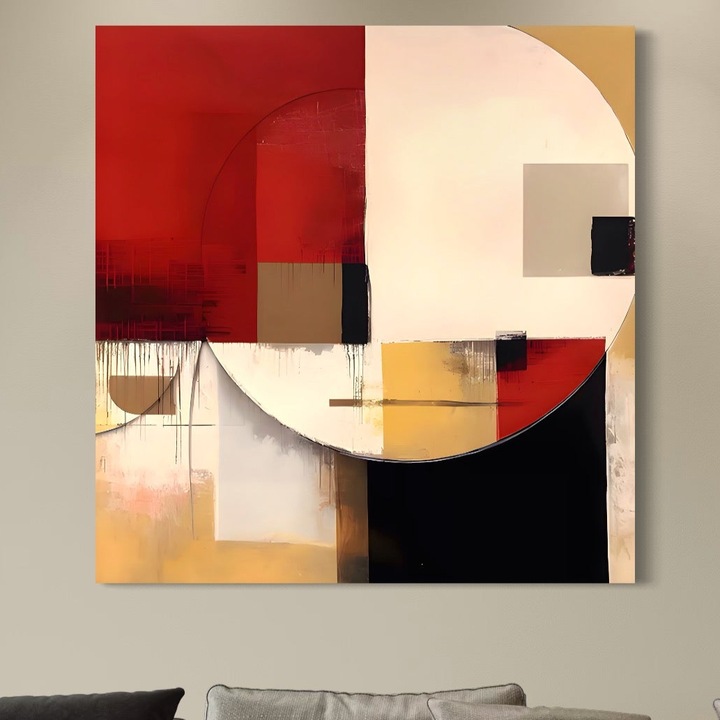 Премиум Канава Картина, LuxCanva® A1601, Абстракция, 75 X 75 СМ, 100% Памучно Платно 400гр/м2, Дървена Рамка, Стая, Декоративен, Чувства, Интерпретация, Контрасти, Всекидневна, Ярки Цветове