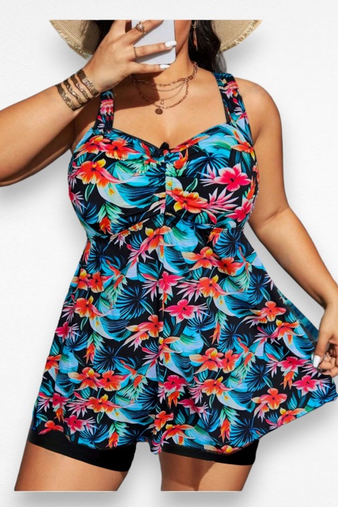 Големи размери бански танкини, две части, рокля и шорти, Exotic 6610, Многоцветен