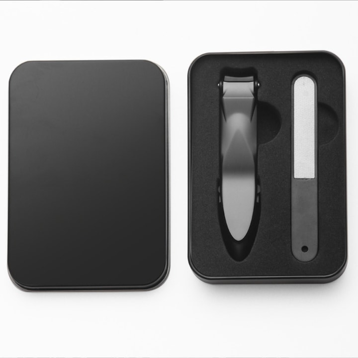 Set Unghiera Profesionala Special MR™, din Otel Inoxidabil, Pila nano Glass inclusa si Sistem Auto Colector pentru Unghii pentru Manichiura si Pedichiura