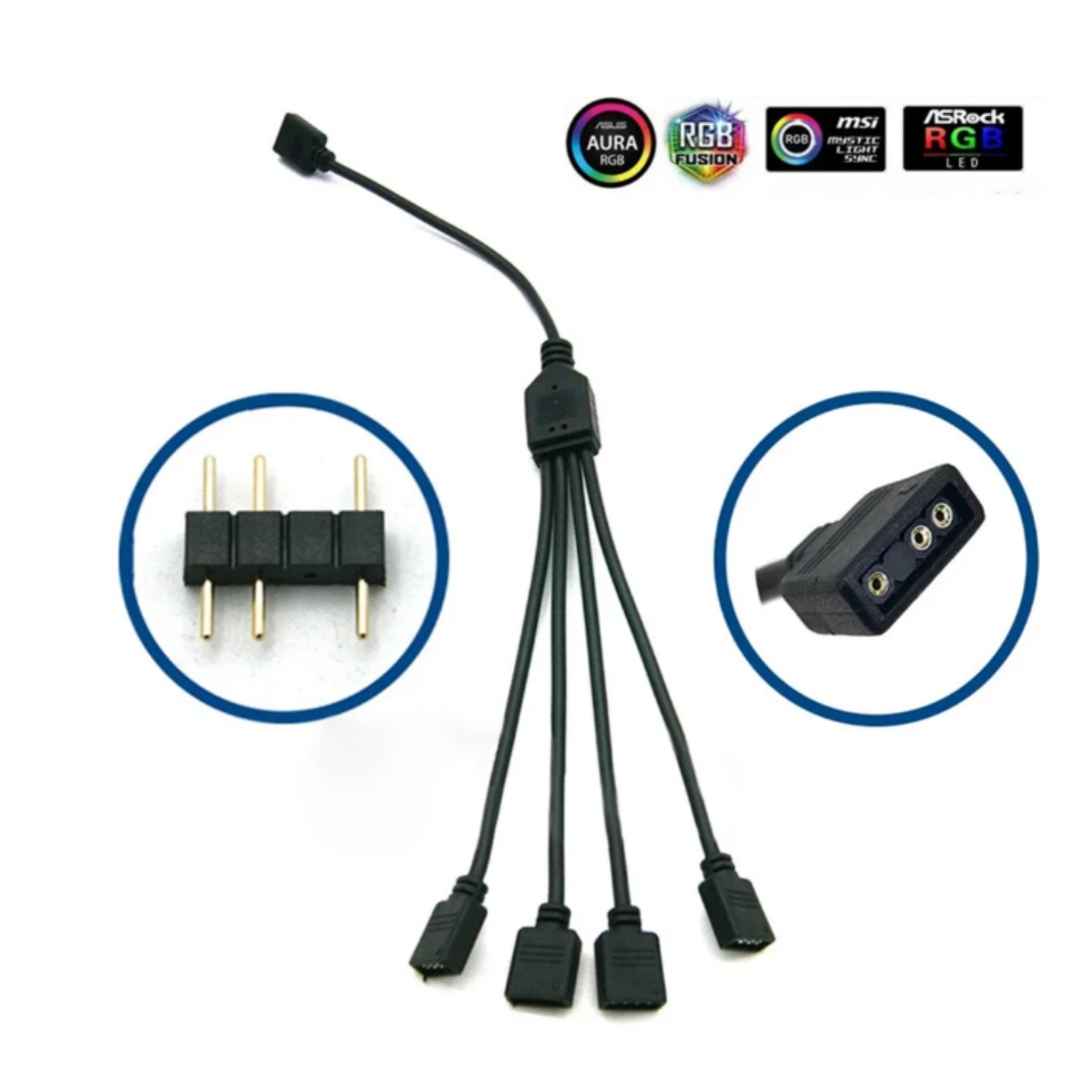 Cablu Splitter Adaptor Ventilatoare RGB, 30cm, enkourakoko®, 1 Intrare ...