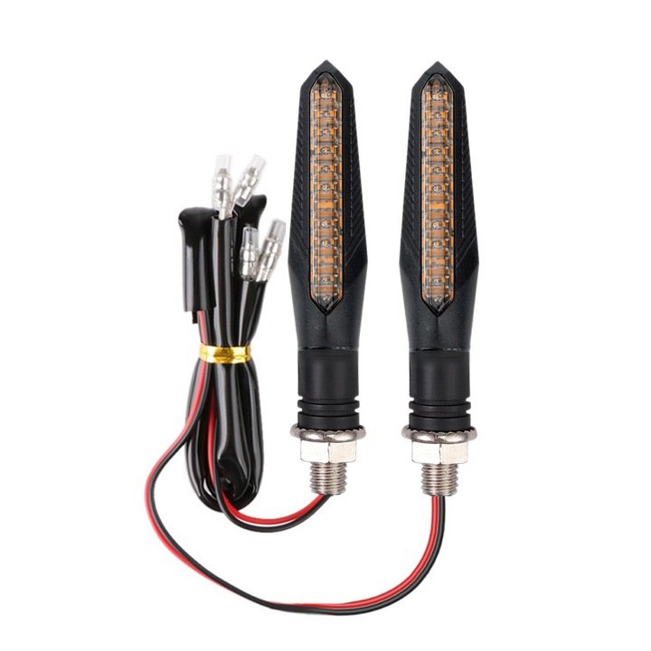 Set 2 lampi semnalizare moto cu LED, JENUOS®, imbunatateste vizibilitatea si siguranta, Potrivit pentru biciclete electrice, motociclete, Impermeabil, Galben/Negru