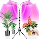 Lampa UV pentru cresterea plantelor la interior cu 4 brate reglabile Latauar, lumina LED, 9 trepte intensitate, cu temporizator, cu trepied reglabil pe inaltime, alimentare priza si USB, Negru