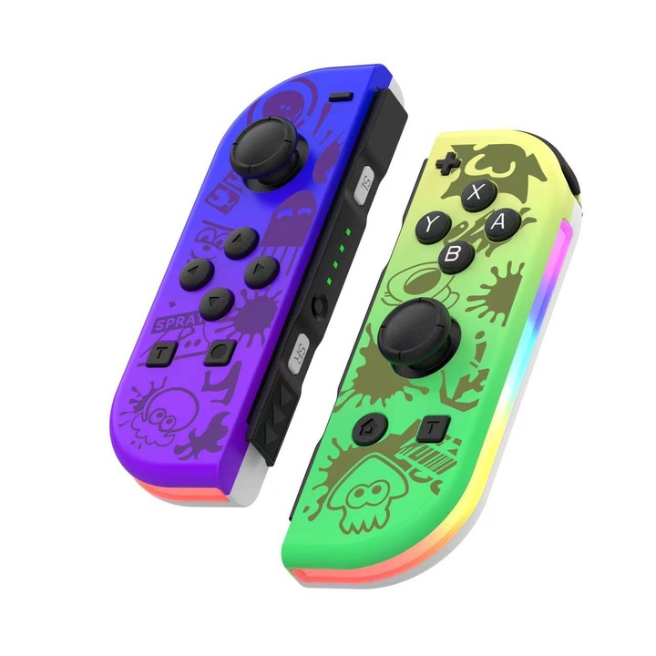 Joy Cons Controllers for Switch, L/R Gamepad, Wireless, Dual Vibration, RGB Lighting, Motion Control, HD Rumble, Splatoon