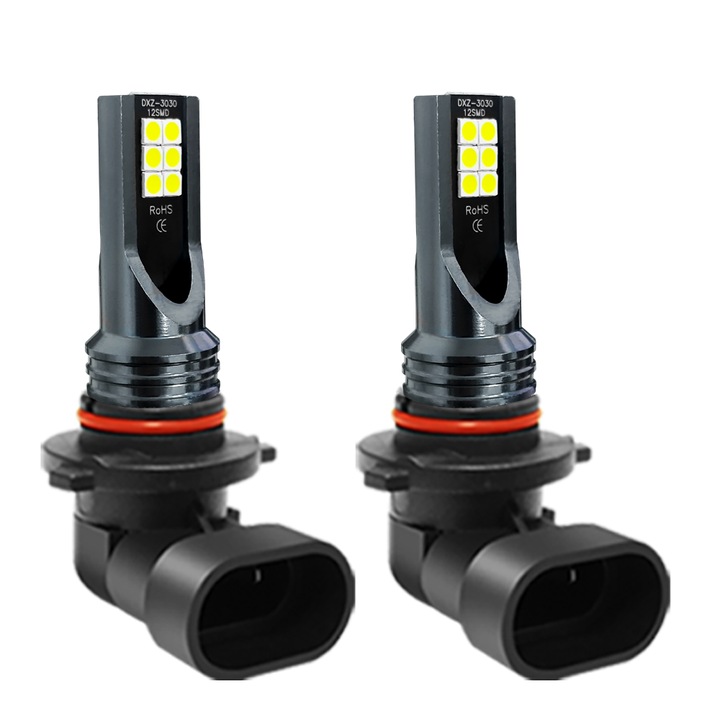 Set 2 Becuri LED Auto YANF, H10 9005 9006, 360 grade, 6000-7500K, 12V, alb, 2.55inch