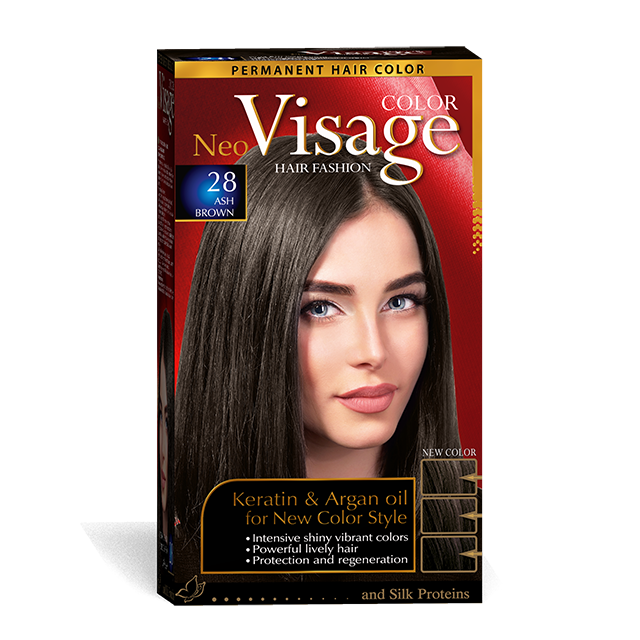 Боя за коса Visage с кератин и арган - 28 пепелно кафяв - eMAG.bg