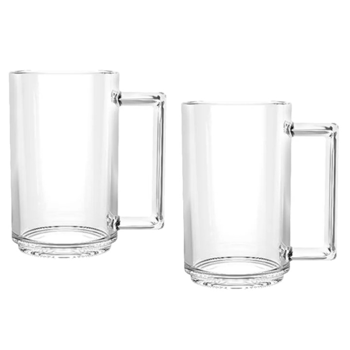 Set cani de sticla pentru latte, Neirini, Transparent, 330 ml, 2 buc