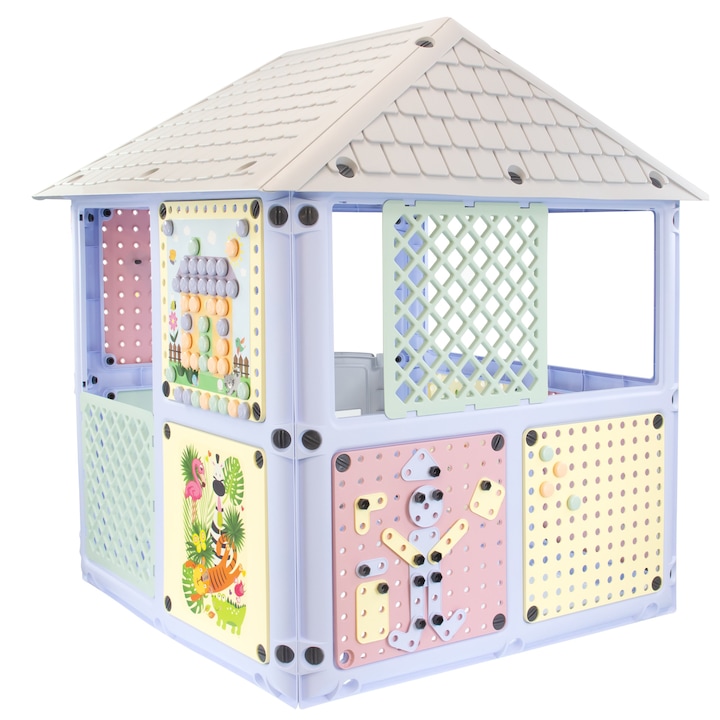 Casuta de joaca Mochtoys Smart House culori pastel, 115 x 106 x 128 cm, 12795