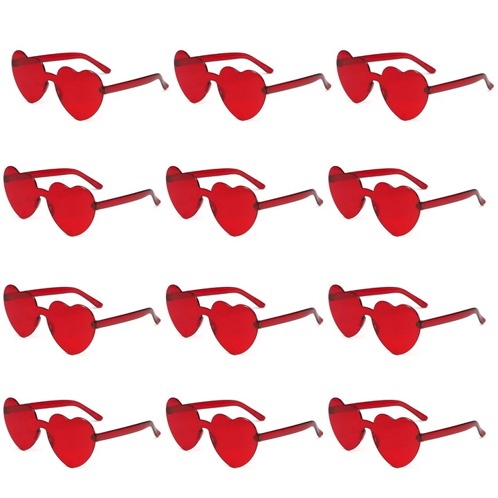 Set 12 perechi ochelari de soare dama QttvbTna, plastic, fara rama, forma inima